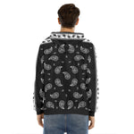 Black And White Bandana Print Men's Velvet Pullover Hoodie