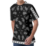 Black And White Bandana Print Men's Velvet T-Shirt
