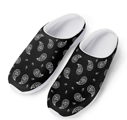 Black And White Bandana Print Mesh Casual Shoes