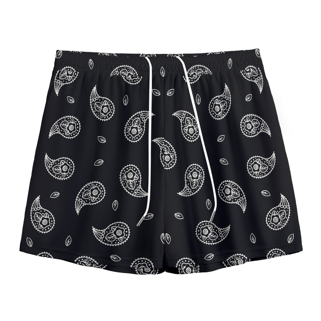 Black And White Bandana Print Mesh Shorts