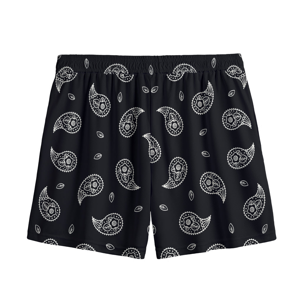 Black And White Bandana Print Mesh Shorts
