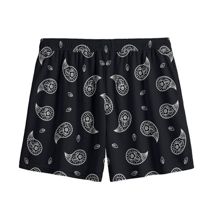 Black And White Bandana Print Mesh Shorts