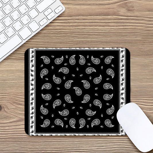 Black And White Bandana Print Mouse Pad