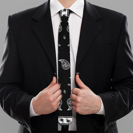 Black And White Bandana Print Necktie