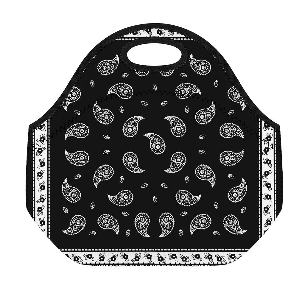 Black And White Bandana Print Neoprene Lunch Bag