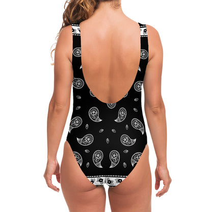 Black And White Bandana Print One Piece Swimsuit