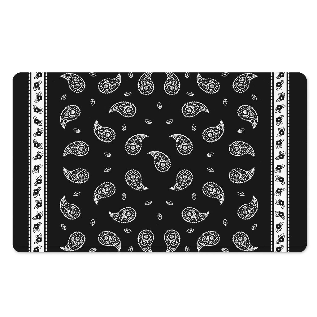 Black And White Bandana Print Polyester Doormat