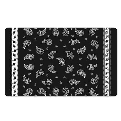Black And White Bandana Print Polyester Doormat