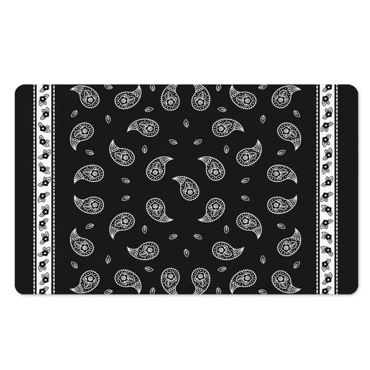 Black And White Bandana Print Polyester Doormat