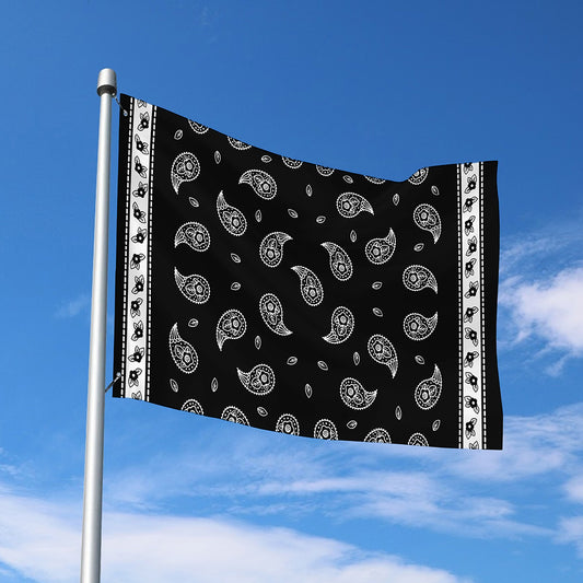 Black And White Bandana Print Polyester Flag