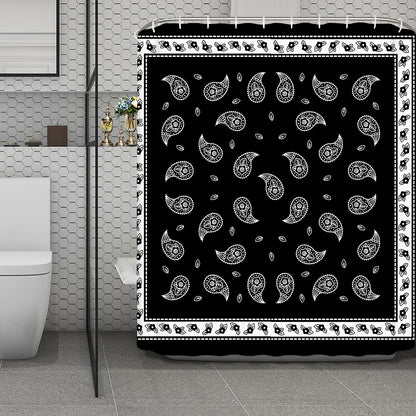 Black And White Bandana Print Polyester Shower Curtain