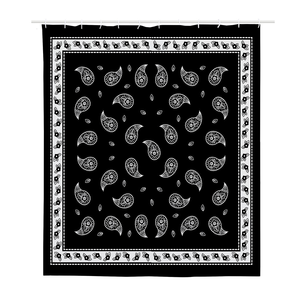 Black And White Bandana Print Polyester Shower Curtain