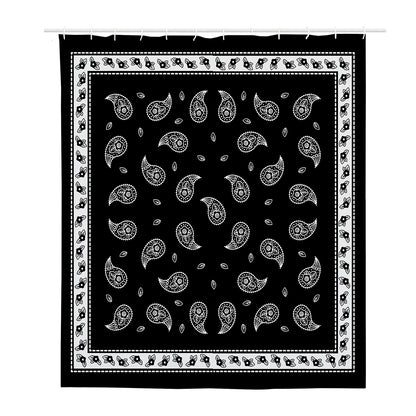 Black And White Bandana Print Polyester Shower Curtain