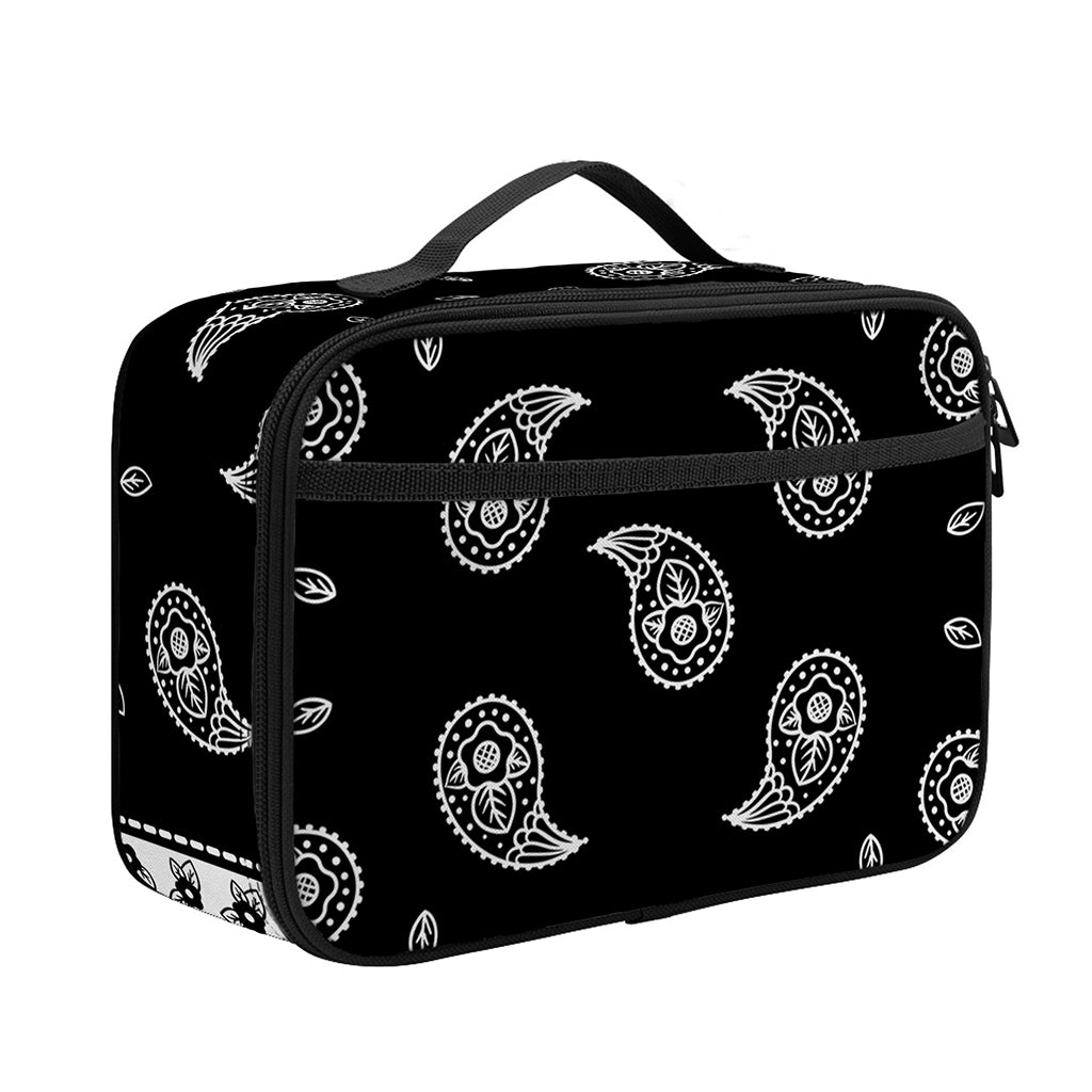 Black And White Bandana Print Portable Lunch Bag