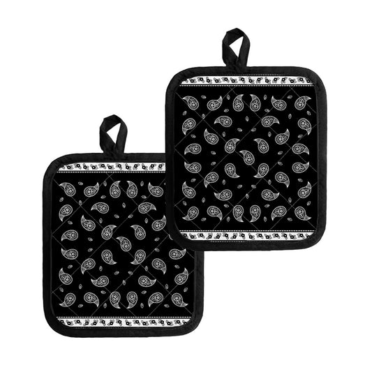 Black And White Bandana Print Pot Holders