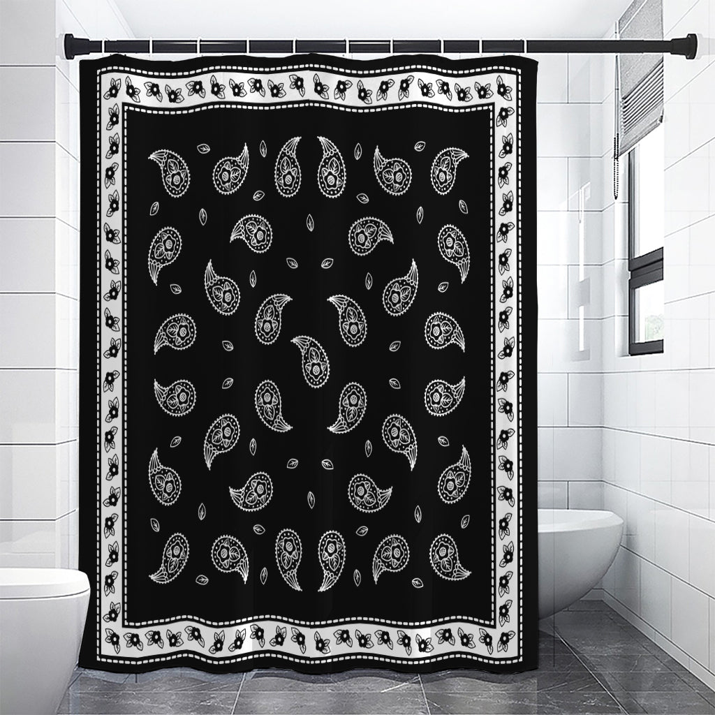 Black And White Bandana Print Premium Shower Curtain