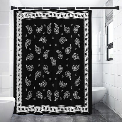 Black And White Bandana Print Premium Shower Curtain