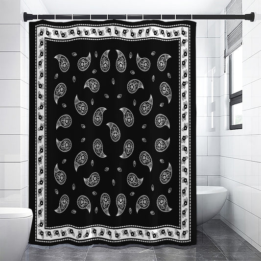 Black And White Bandana Print Premium Shower Curtain
