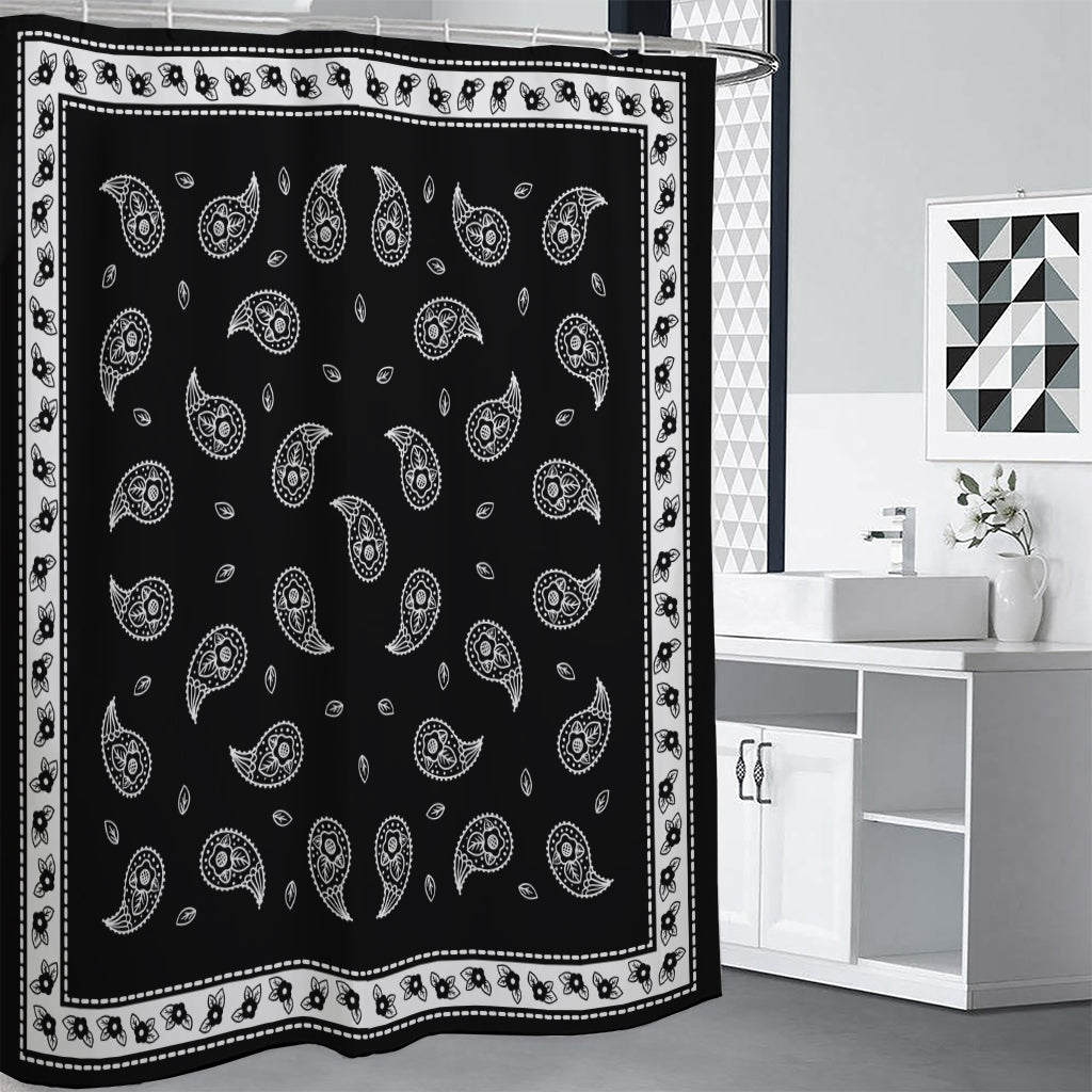 Black And White Bandana Print Premium Shower Curtain