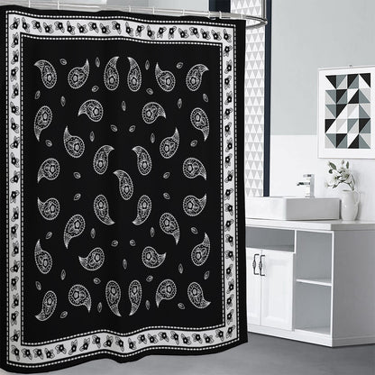 Black And White Bandana Print Premium Shower Curtain