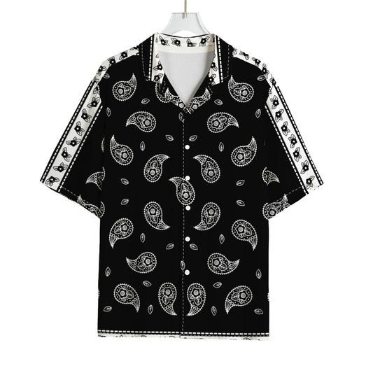 Black And White Bandana Print Rayon Hawaiian Shirt