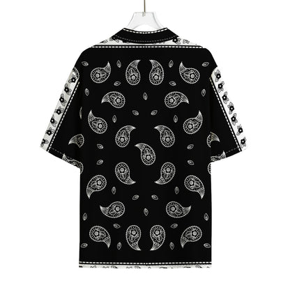 Black And White Bandana Print Rayon Hawaiian Shirt
