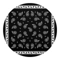 Black And White Bandana Print Round Blanket