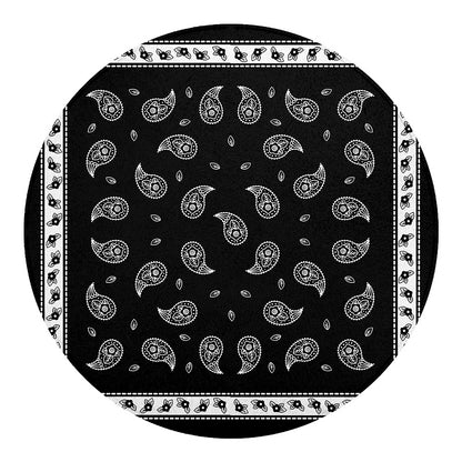 Black And White Bandana Print Round Blanket