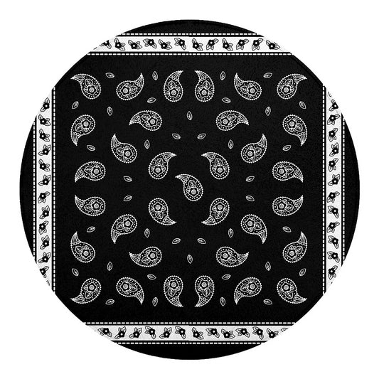 Black And White Bandana Print Round Blanket