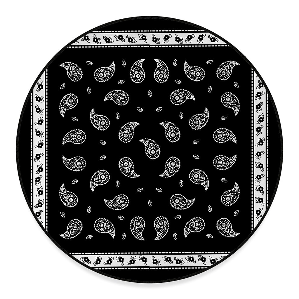 Black And White Bandana Print Round Floor Mat