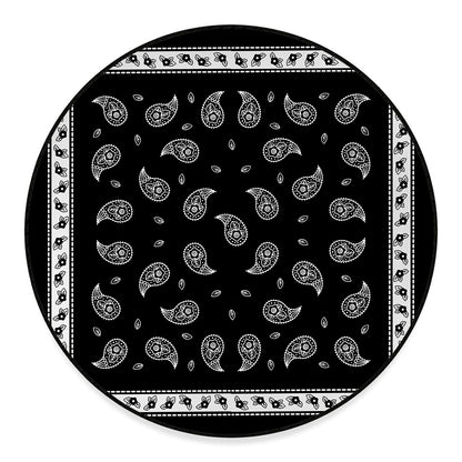 Black And White Bandana Print Round Floor Mat