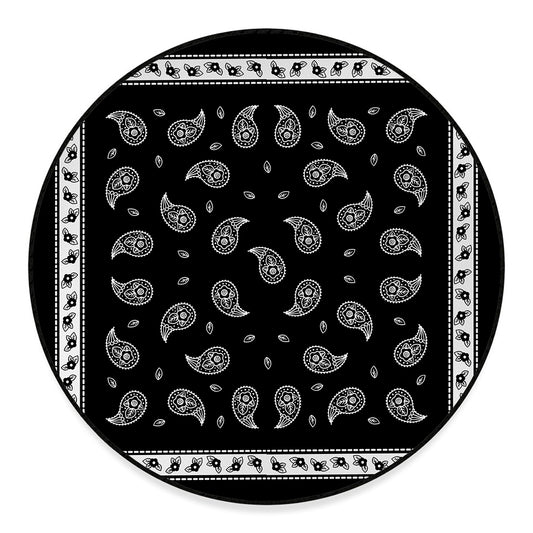 Black And White Bandana Print Round Floor Mat