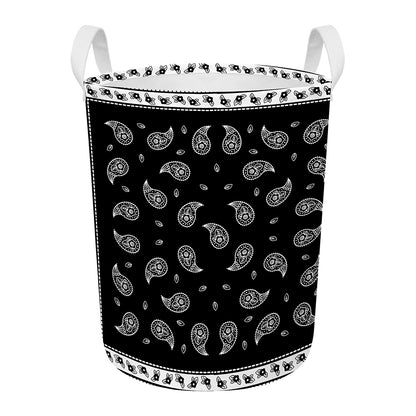 Black And White Bandana Print Round Laundry Basket