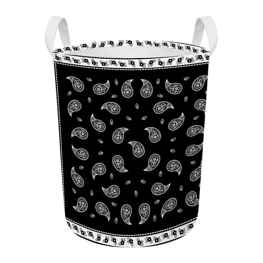 Black And White Bandana Print Round Laundry Basket