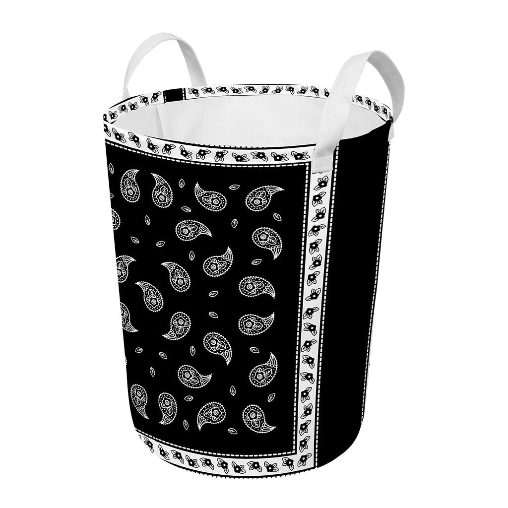 Black And White Bandana Print Round Laundry Basket