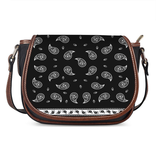 Black And White Bandana Print Saddle Bag