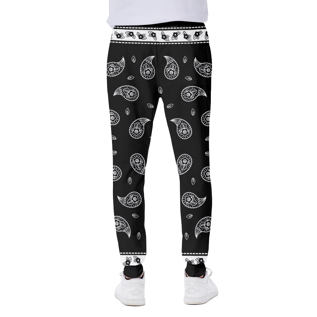 Black And White Bandana Print Scuba Joggers