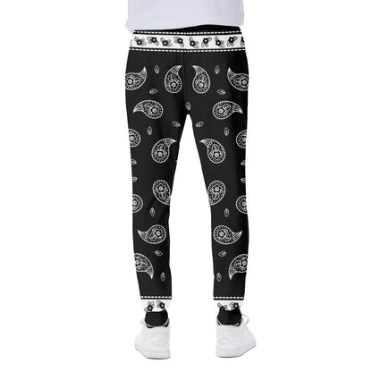 Black And White Bandana Print Scuba Joggers