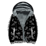 Black And White Bandana Print Sherpa Lined Zip Up Hoodie