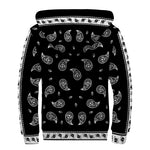 Black And White Bandana Print Sherpa Lined Zip Up Hoodie