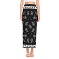 Black And White Bandana Print Side Slit Maxi Skirt