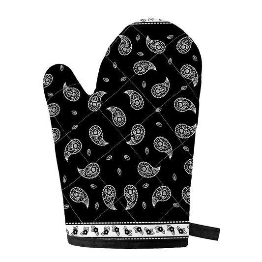 Black And White Bandana Print Single Oven Mitt