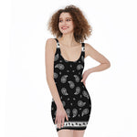 Black And White Bandana Print Sleeveless Bodycon Dress