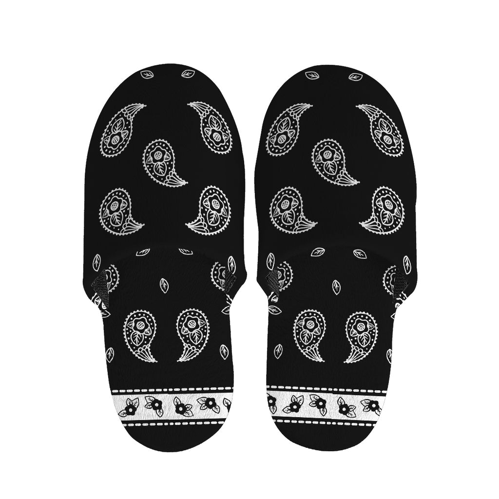Black And White Bandana Print Slippers