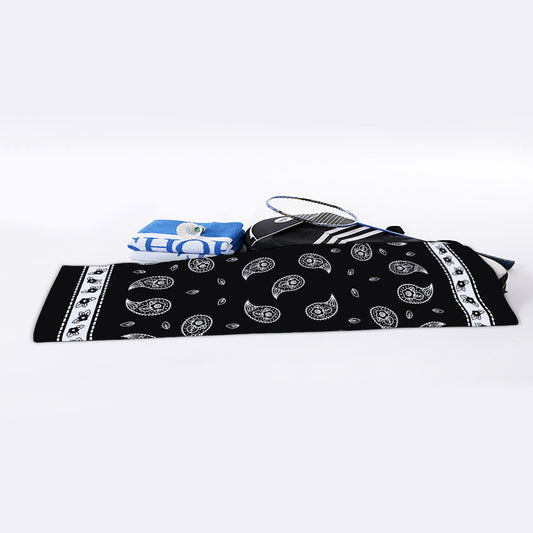 Black And White Bandana Print Sports Towel