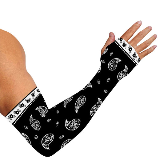 Black And White Bandana Print Sun Protection Arm Sleeves