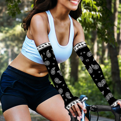 Black And White Bandana Print Sun Protection Arm Sleeves
