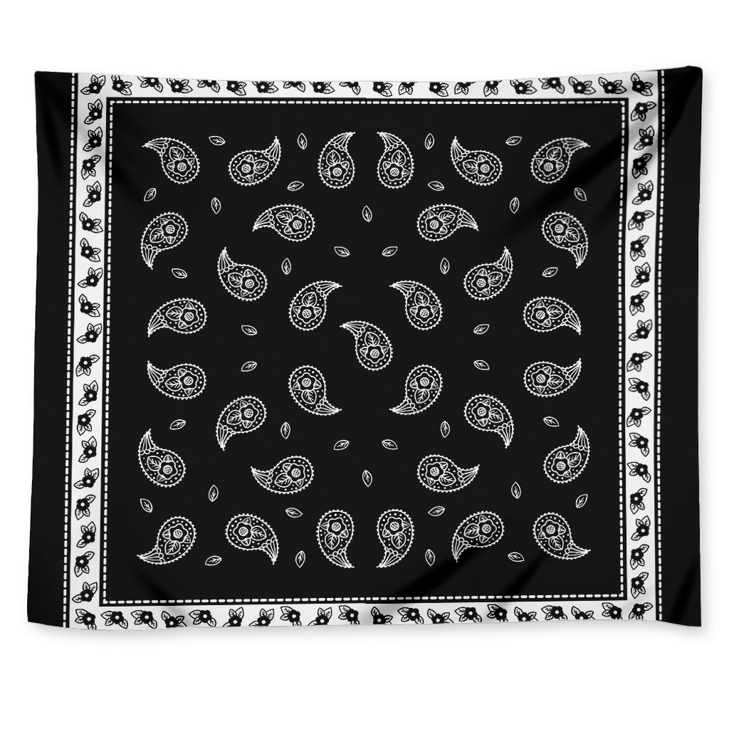 Black And White Bandana Print Tapestry