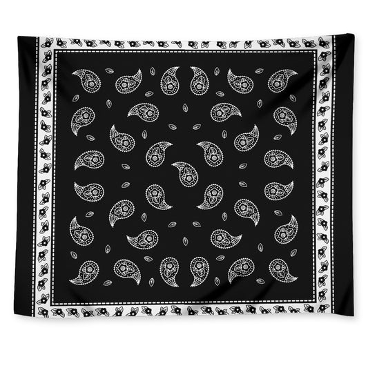 Black And White Bandana Print Tapestry