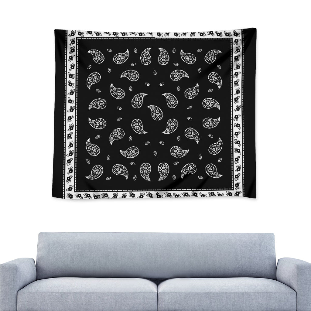 Black And White Bandana Print Tapestry